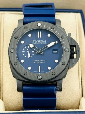 【鐘點站名錶】2023年 全新 沛納海 PAM01232 PAM1232 碳纖維複合物材質 藍色面盤 潛水錶