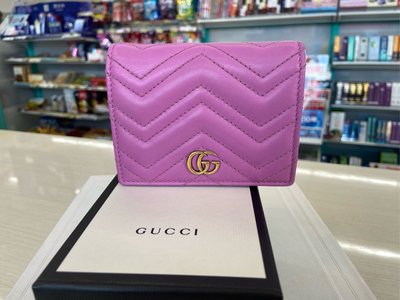 Gucci 粉紫色marmont短夾443125