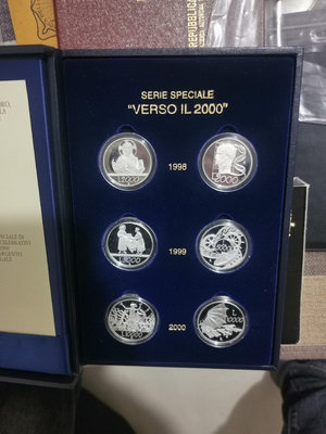 意大利1998—2000年精制紀念銀幣千禧年紀念盒證。38611