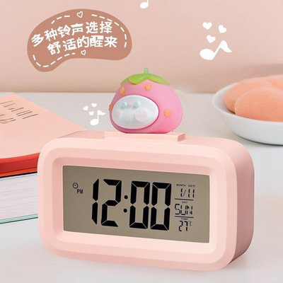 卡通兒童電子鐘宿舍多功能可愛學生LED溫度定時器顯示時鐘鬧鐘