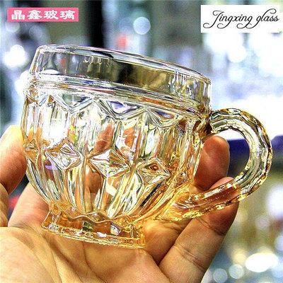 水杯 咖啡杯 水晶玻璃金色水杯帶把啤酒杯咖啡杯家用茶杯酒杯玻璃杯酒杯子透明 LT7