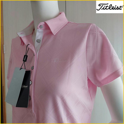 日本帯回✈️TITLEIST⛳️高爾夫 POLO 【女L】TITLEIST 排汗速乾 格紋粉色 短袖POLO衫 A1687T