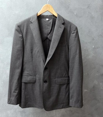 英國品牌 BURBERRY 灰色 羊毛 合身版 休閒西裝外套 48S