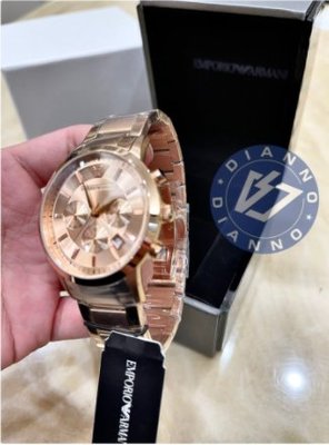 帝安諾 實體店面 EMPORIO ARMANI AX 阿曼尼 玫瑰金 腕錶 三眼 計時錶 石英 手錶 AR2452