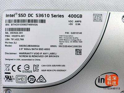 Intel英特爾DC S3610 400G 2.5寸SSD SATA3.0 MLC企業級固態硬盤