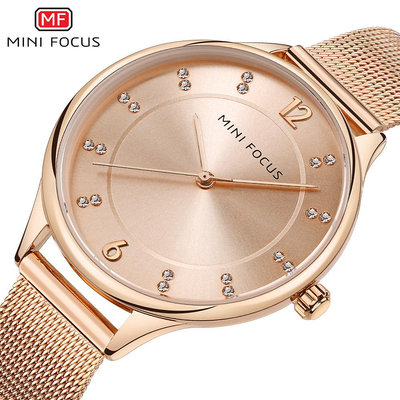 現貨女士手錶腕錶MINI FOCUS福克斯女錶外貿典雅時尚鋼網帶防水手錶MF0045L