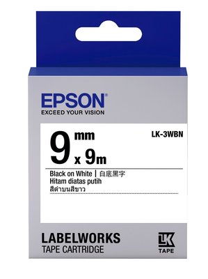 *福利舍* EPSON LK-3WBN S653401 白底黑字標籤帶(寬度9mm)(含稅)