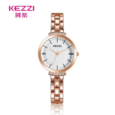 新款手錶女 百搭手錶女KEZZI珂紫時尚氣質女士石英手錶 簡約鑲鉆錶盤百搭鋼帶防水腕錶女