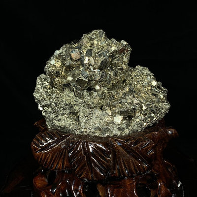 奇石 原石擺件 秘魯 天然黃鐵礦 完整大晶體帶座高13×11×5cm 重0.93公斤編號380227