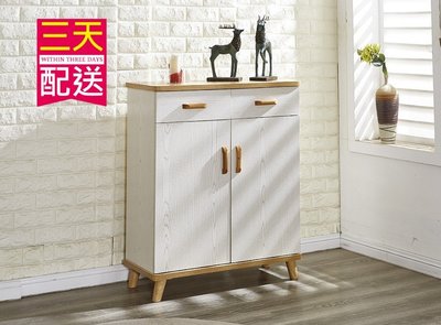 【設計私生活】維尼2.7尺白木紋二門二抽鞋櫃(部份地區免運費)106A