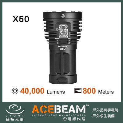 【錸特光電】ACEBEAM X50 40000 流明 強光遠射搜索LED泛光手電筒 QC3快充 USB-C充電 探照燈