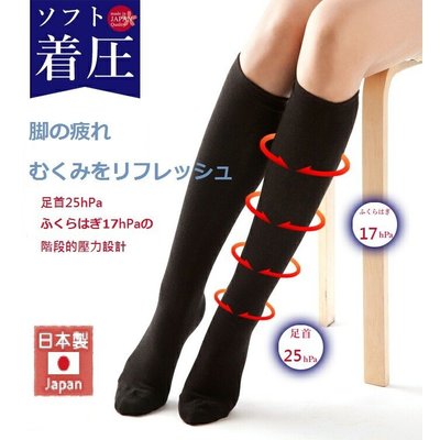 【Feather living shop】日本製 女性 階段著壓 健康機能襪 著壓襪 長統襪 T0001 膚色 3款