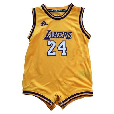 美版正品 Adidas NBA 落杉磯 湖人隊 Kobe Bryant 24號 爬行服 嬰兒服 包屁服 連身衣 彌月禮