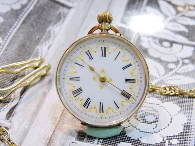 典藏 正9K金 古董機械鎏金搪瓷琺瑯懷錶 復古復刻懷錶