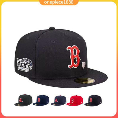 現貨 MLB 帽子 全封棒球帽 波士頓紅襪隊 平沿帽 嘻哈帽 板帽 滑板帽 潮帽 防曬帽 球帽 不可調整 男女通