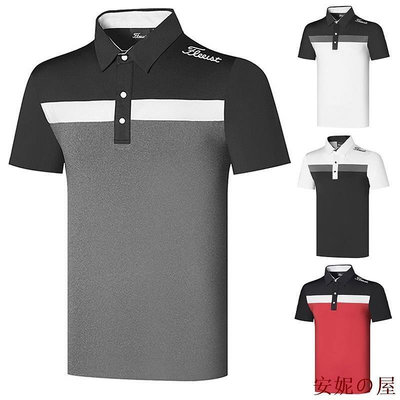 Titleist 夏季新款高爾夫服裝男士戶外運動短袖休閒緊身透氣速乾T恤POLO衫 Za8p