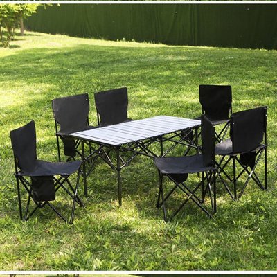 熱賣中 戶外折疊桌子鋁合金折疊桌面郊游露營野餐必備裝備戶外折疊椅子~