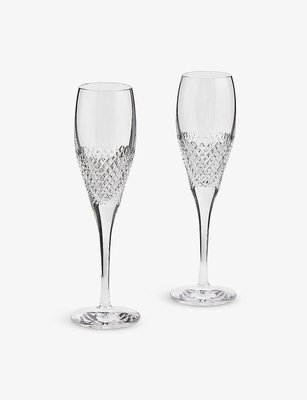 全新正品。英國 WEDGWOOD。Vera Wang 聯名系列 - 鑽石馬賽克水晶香檳酒杯(155ml) 2件組。預購