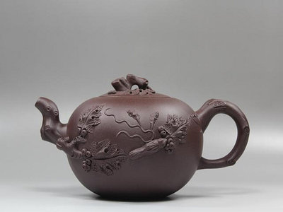 茶藝師 紫砂壺名家全手工特價原礦老紫泥王兆春制松鼠葡萄茶壺一粒珠茶具