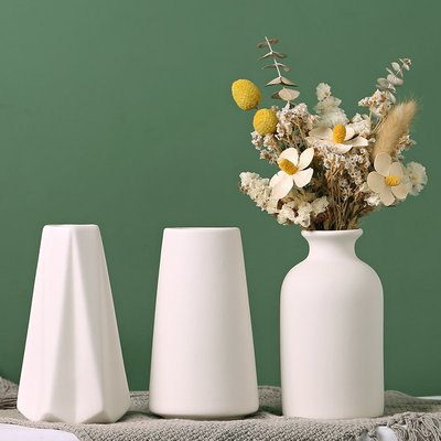 白色簡約大花瓶陶瓷水養北歐現代創意家居客廳干花插花裝飾小擺件