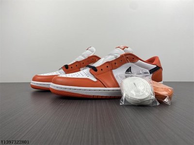 Nike Air Jordan 1 Low OG 低筒舒適 灰白黑橙 扣碎橘 男女鞋 CZ0790-801-100