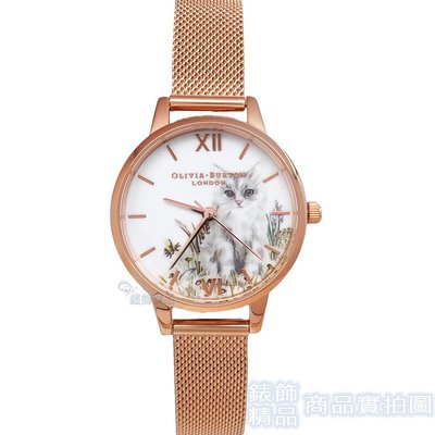 OLIVIA BURTON OB16WL76手錶 悠閒療癒貓咪花園 金屬網狀錶帶 女錶 30mm【錶飾精品】