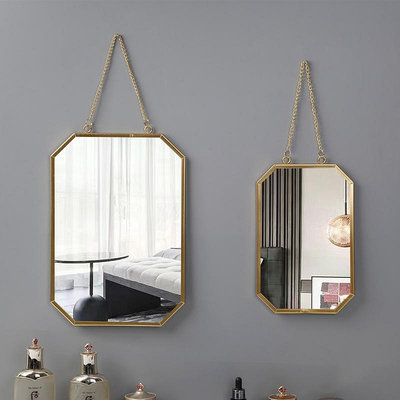 鏡子化妝鏡掛墻式宿舍壁掛衛生間輕奢高級感掛鏡圓家用梳妝鏡