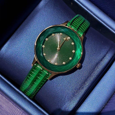 SWAROVSKI Octea Nova 綠色錶盤 綠色皮革錶帶 石英 女士手錶 5650005