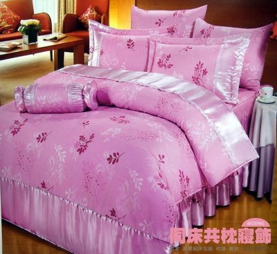 §同床共枕§艾妃柔 100%精梳棉 雙人5x6.2尺 七件式床罩組-KS-10386紫 台灣製造