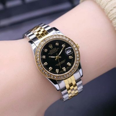 現貨熱銷-Readycod ROLEX 鑽石手錶女士女孩主動日期錶帶女士不銹鋼手錶 JUBILE 優雅手錶