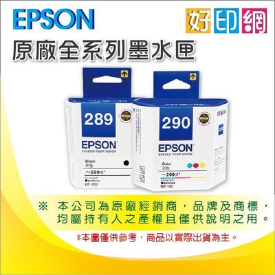【好印網】EPSON T289150/T289/289 黑色原廠墨水匣(250張) 適用WF-100/100