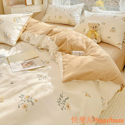 衛士五金婉然 花卉系列仙草床包組 純棉床組 精梳棉床單 床罩組 單人 雙人 加大床包四件組 被單 枕套