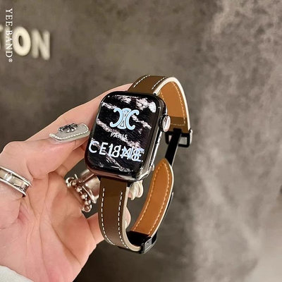 適用iwatch8手表S9新款ultra表帶applewatch8765蘋果真皮磁智能手環腕帶 替換腕帶 運動錶帶 腕帶