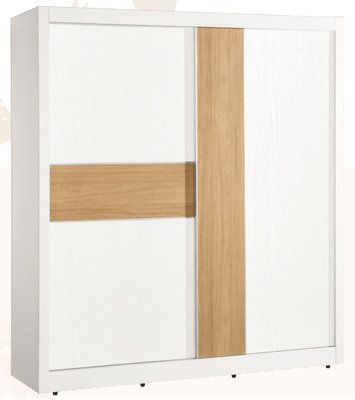 ☆[新荷傢俱] T 212  雙色6尺衣櫃(附鏡) 滑門6X7衣櫃 白色衣櫃 滑門衣櫃