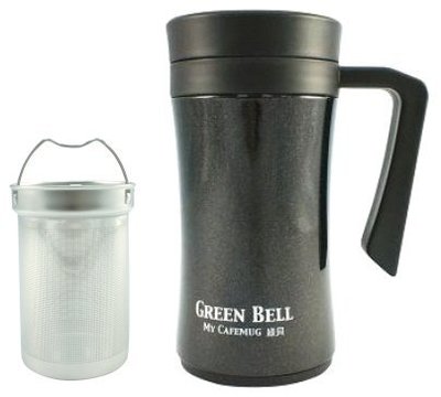 超商取貨付款免運費 Green Bell MY CAFEMUG 辦公杯(黑色) 真空斷熱保溫杯附不鏽鋼深型茶網