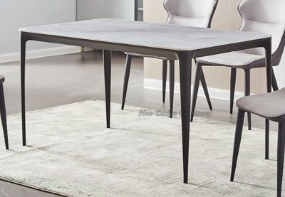 【N D Furniture】台南在地家具-鋁合金黑腳座140cm岩板餐桌GH