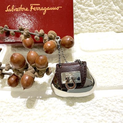 二手旗艦 FERRAGAMO 咖啡色 經典復古包款 金屬包包 包包吊飾 鑰匙圈 掛飾(公益店)26568