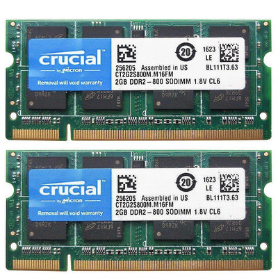 熱賣 關鍵 4GB 2x 2GB DDR2 RAM 800Mhz SODIMM 筆記本電腦筆記本內存 PC2-6400新品 促銷