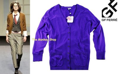 【 The Monkey Shop 】全新正品 義大利 GF FERRE 紫色經典造型設計款上寬下窄開襟小外套．