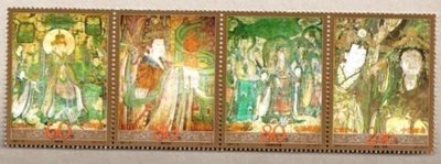中國大陸郵票-2001-6 永樂宮壁畫郵票（古代名畫繪畫）聯票-全新 -可合併郵資