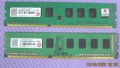 【寬版單面顆粒】創建 Transcend DDR3-1600 2G 桌上型二手記憶體，兩條一起賣共 4G ，原廠終身保固