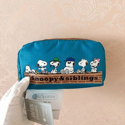 ╭＊全新現貨＊╯LeSportsac x Snoopy 湖藍史努比 6511 中號 化妝包 收納包 手拿包 零錢包鑰匙包