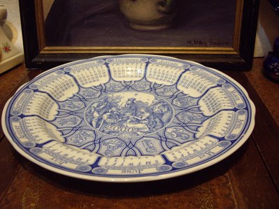 歐洲古物時尚雜貨 英國SPODE 2000年曆盤 瓷盤畫 古董收藏