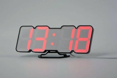 多色自動變換萬年曆led電子鐘 客廳現代創意3D立體鐘夜光靜音 座/掛鐘（黑殼搖控版） 新台幣：688元