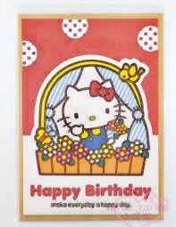 小花花日本精品♥ Hello kitty凱蒂貓造型花朵盆栽圖案白色紅色背景25K生日卡片祝福卡片 62044202