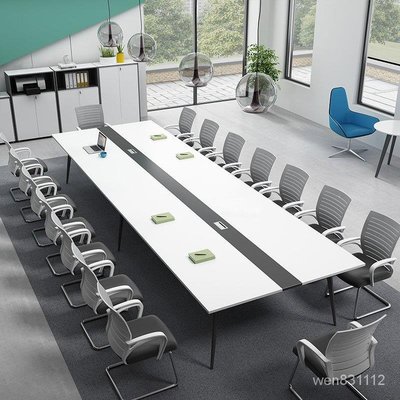 會議桌長桌簡約現代會議室多人6人10人拼接長條桌會議桌椅組合