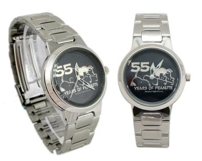 【卡漫迷】 史奴比 手錶 黑色 55週年限定款 ㊣版 史努比 男錶 女錶 對錶 Snoopy 不鏽鋼 鐵錶 鋼錶