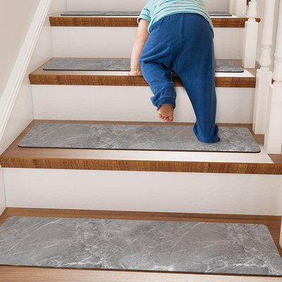 廚房地墊 防滑墊 家用地毯 簡約大理石紋理樓梯墊踏步墊臺階地墊家用嬰兒階梯防摔防滑墊