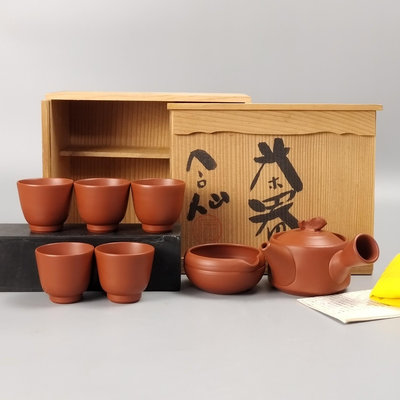 。清水石仙造日本常滑燒橫手急須茶壺茶碗公道杯茶具一