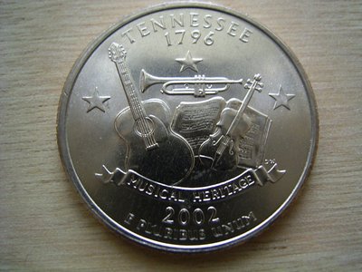 2002-D Tennessee 美國 各大 50洲 Washington 25C 1/4 Quarter 早期 錢幣